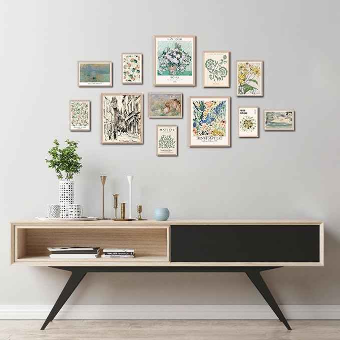 24 PCS Posters for Room Aesthetic，Matisse Wall Art Exhibition Posters，Vintage Eclectic Wall Art Decor, Boho Colorful Botanical Floral Dorm Gallery Home Decor(unframed)