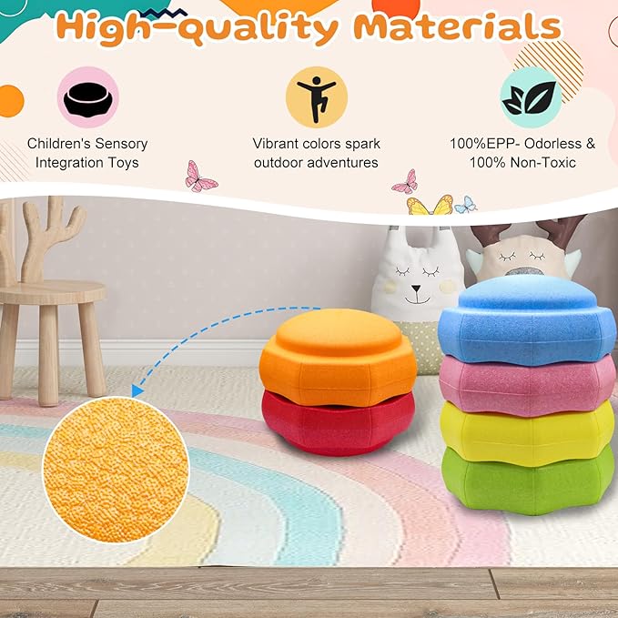 Stepping Stones for Kids – 6 pcs EPP Balance Sensory Kids Stepping Stones for Toddlers 1-3 for Indoor Outdoor Activity Promoting Toddler's Balance and Coordination Skills