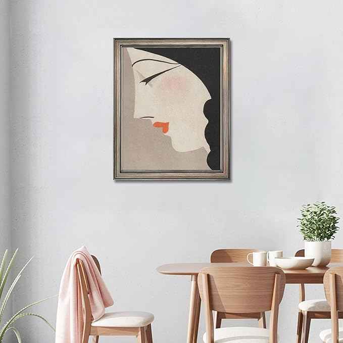 Japanese Wall Art Framed Vintage Woman Portrait Oil Painting Asian Wall Art Girl Room Bedroom Living Room Bathroom Decor