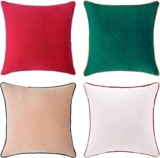 MONDAY MOOSE Christmas Decorative Throw Pillow Covers Cushion Cases, Set of 4 Soft Velvet Double-Sided Designs, Mix and Match for Home Decor, Pillow Inserts Not Included (16x16 inch, Red/Green)