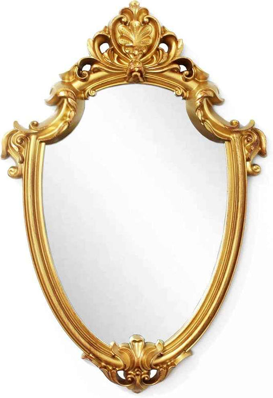 Eaoundm 16.5 x 11 inch Vintage Antique Decorative Wall Mirror - Shield Shape (Brush Gold)