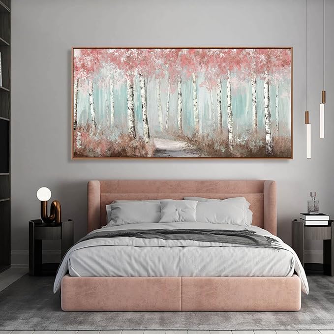 SDYA Forest Canvas Wall Art Pink Poster Printing Plant Wall Decor 36"x70" Decorations for Living Room Decorative Pictures for Office
