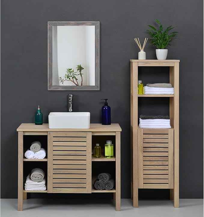 AAZZKANG Wooden Mirror Rectangle Rustic Mirrors for Wall Decorative for Bedroom Bathroom Living Room Entryway Hanging Home Decor