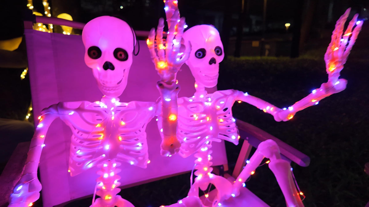 2Pack36 Halloween Skeleton Decoration with Orange&Purple Light (Orange&Purple Light)
