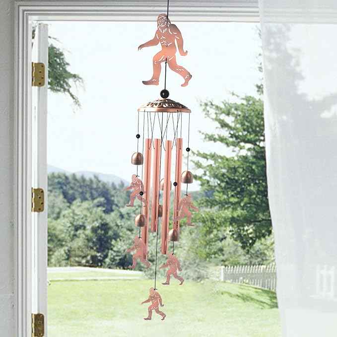 Brass Bigfoot Wind Chime,Handmade Unique Wind Chimes for Outside Clearance, Garden Gift for Yard Decorations Outdoor, Perfect for Mom, Kids Meditation Lovers - Nursery, Patio Garden Decor