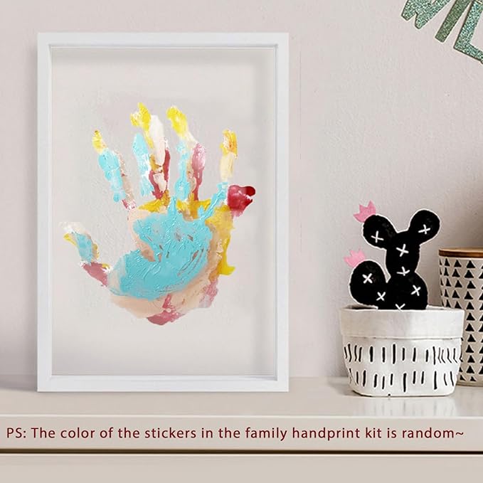 XQC Family Handprint Kit - DIY Craft Keepsake Frame with Clear Boards, Family Memory Gift for New Families & Pets (White)
