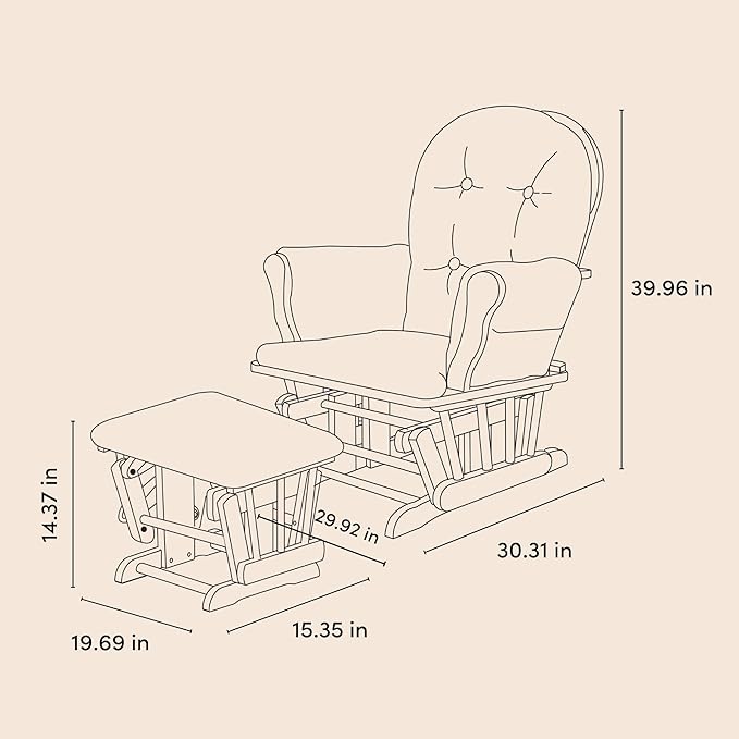 Storkcraft Premium Hoop Glider & Ottoman (White/Gray Chevron) — GREENGUARD Gold Certified Nursery Glider, Solid Wood Craftsmanship, Smooth-Gliding Nursery Chair and Ottoman, Award-Winning