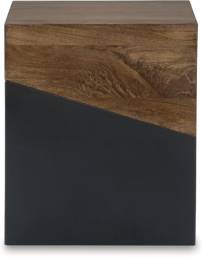 Signature Design by Ashley Trailbend Eclectic Accent End Table, Brown & Gunmetal