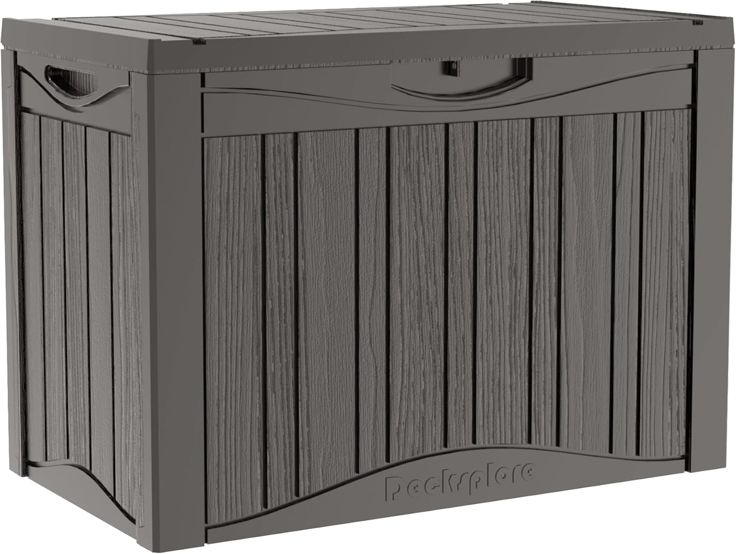 45 Gallon Double-Wall Resin Deck Box - Lockable Waterproof Outdoor Storage Box, 515bs Capacity & Doubles as Seating for Patio Furniture - Garden Tools, Pool Accessories (Brown)