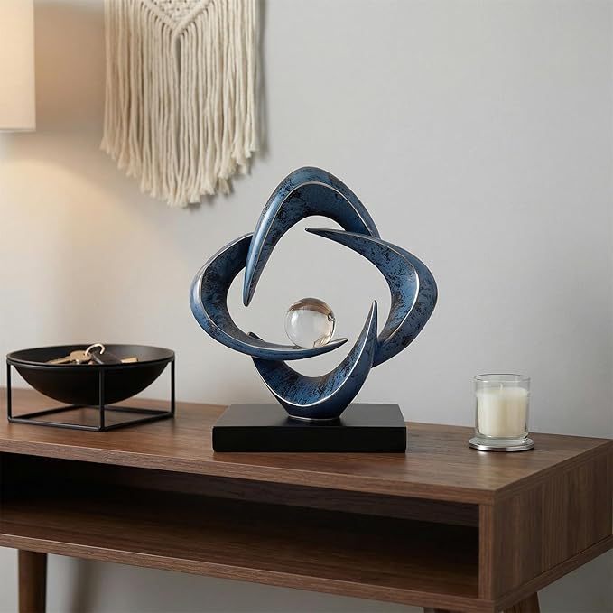 Modern Home Decor Abstract Decorative Sculpture Decorations for Living Room Dining Room Office, Resin Art Statues Coffee Table Bookshelf Decor Accents (Blue New)