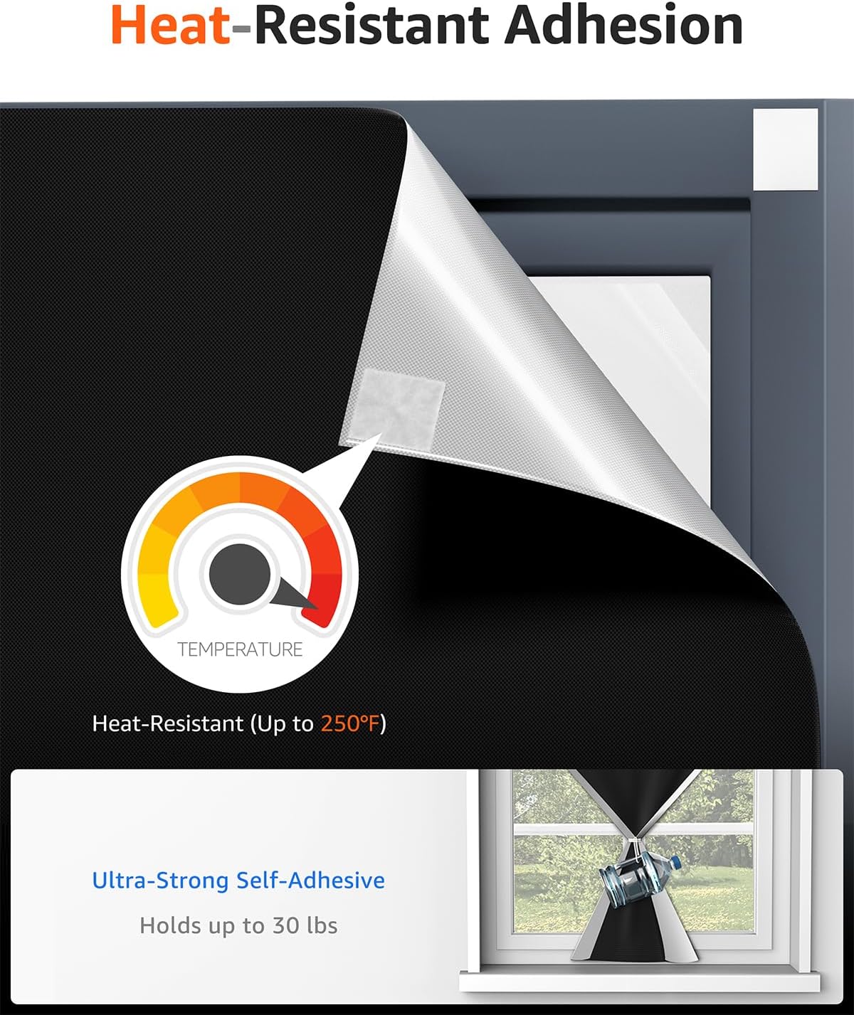 Sumobaby Blackout Curtains for Bedroom Portable 72”x59”Black Out Window Cover with Heat-Resistant Hook&Loop Tape,100% Blackout Shades,NoDrill Blinds for Windows DIY Cut Fit for Nursery&Dorm Room,Black