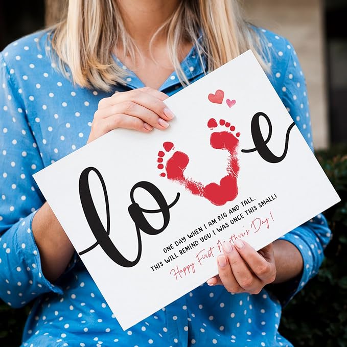 Mother's Day Handprint Craft - First Mothers Day Gift From Baby - DIY Mother's Day Gifts for Mom, Grandma, Daughter - DIY Poster for Wall Decor, Handprint Footprint Crafts For Kids And New Mom