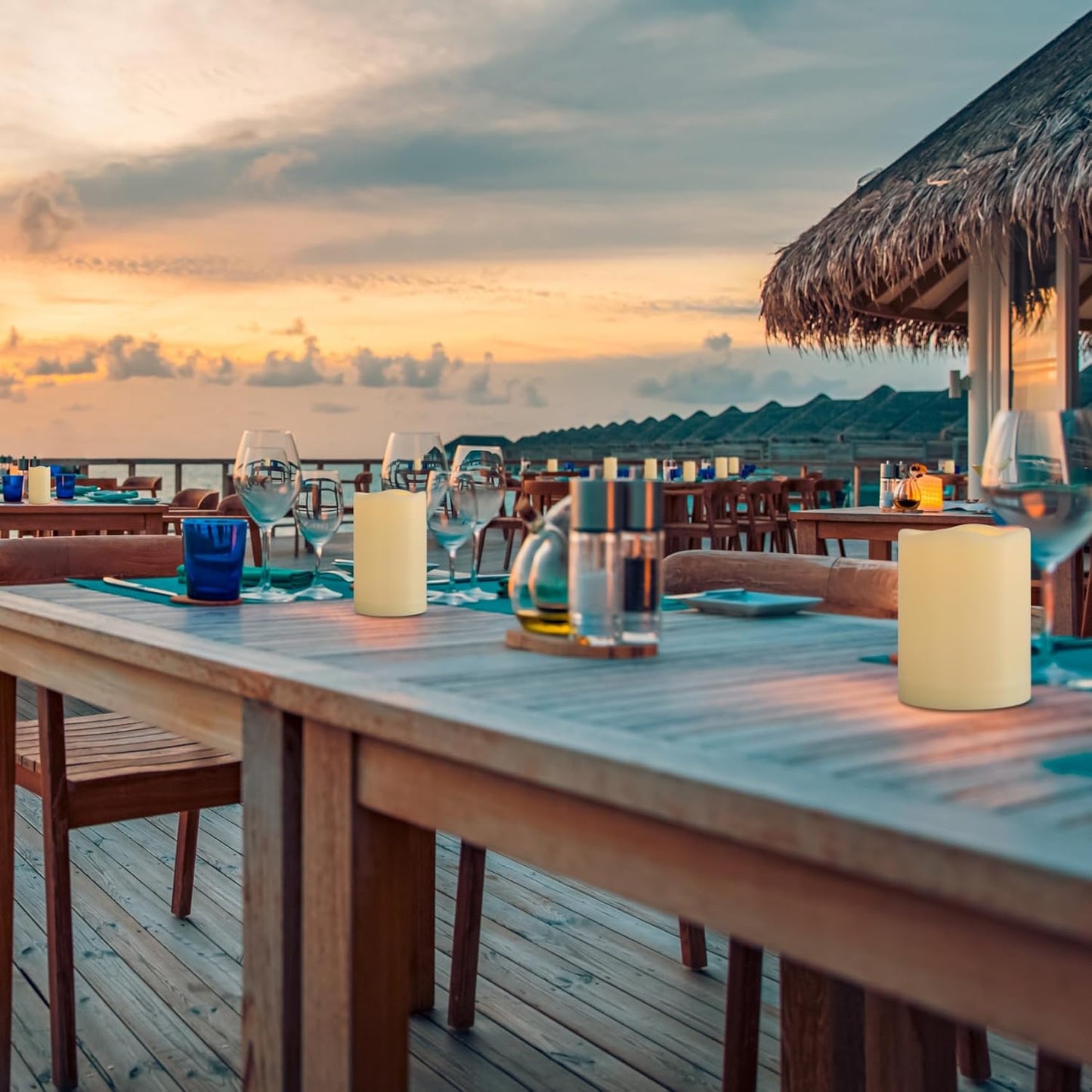 1 Pack 3" x 4" Battery Operated Flameless Candles with Remote and Timer, Outdoor Flickering LED Pillar Flameless Candles for Home Decor, Ivory, Plastic