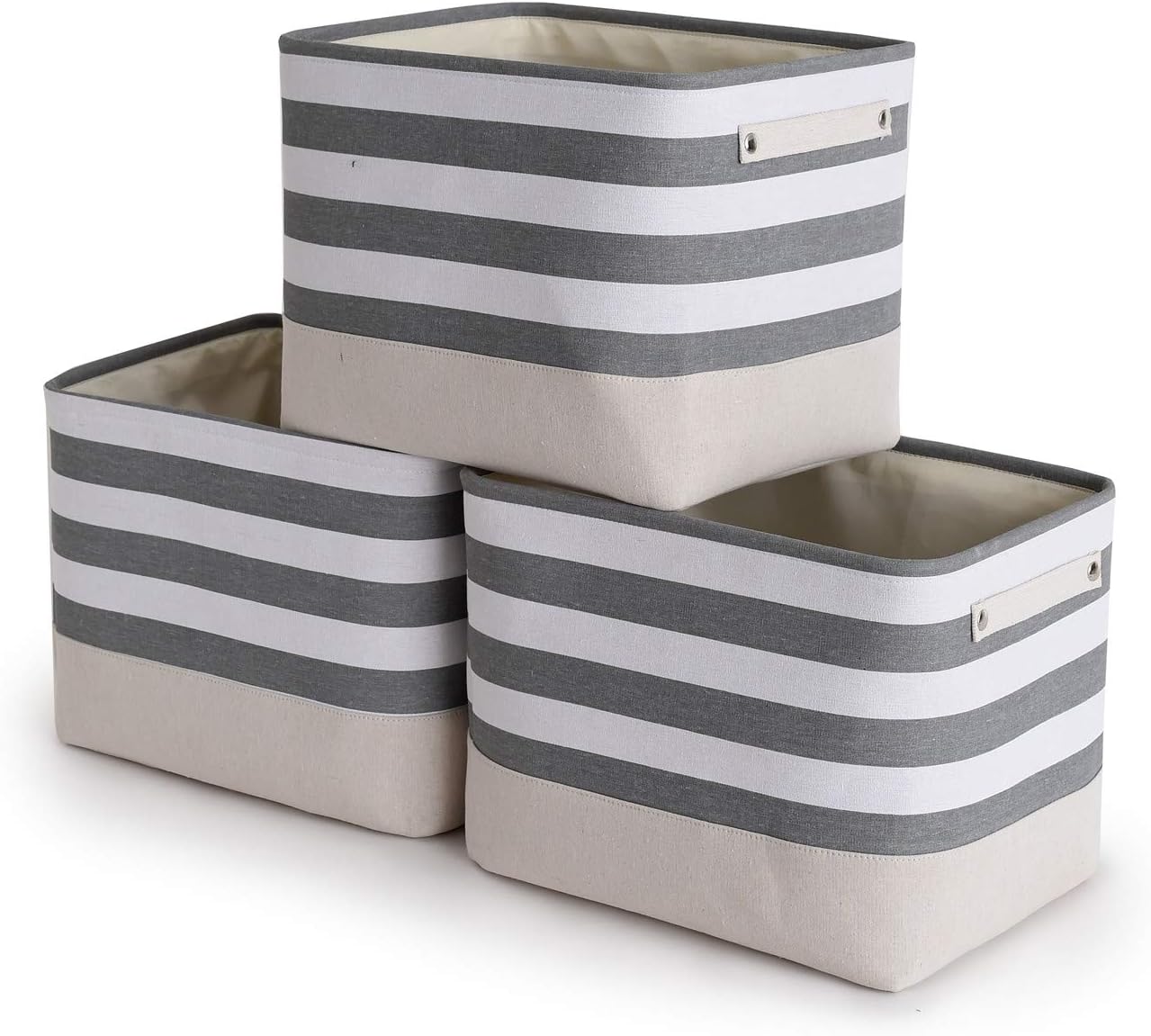 TheWarmHome Extra Large Cube Storage Bins Baskets for Organizing, Sturdy Fabric Storage Basket Cube W/Handles, Decorative Foldable Storage Baskets for Shelves Closet Nursery Toy (3 Pack 16×12×12inch)