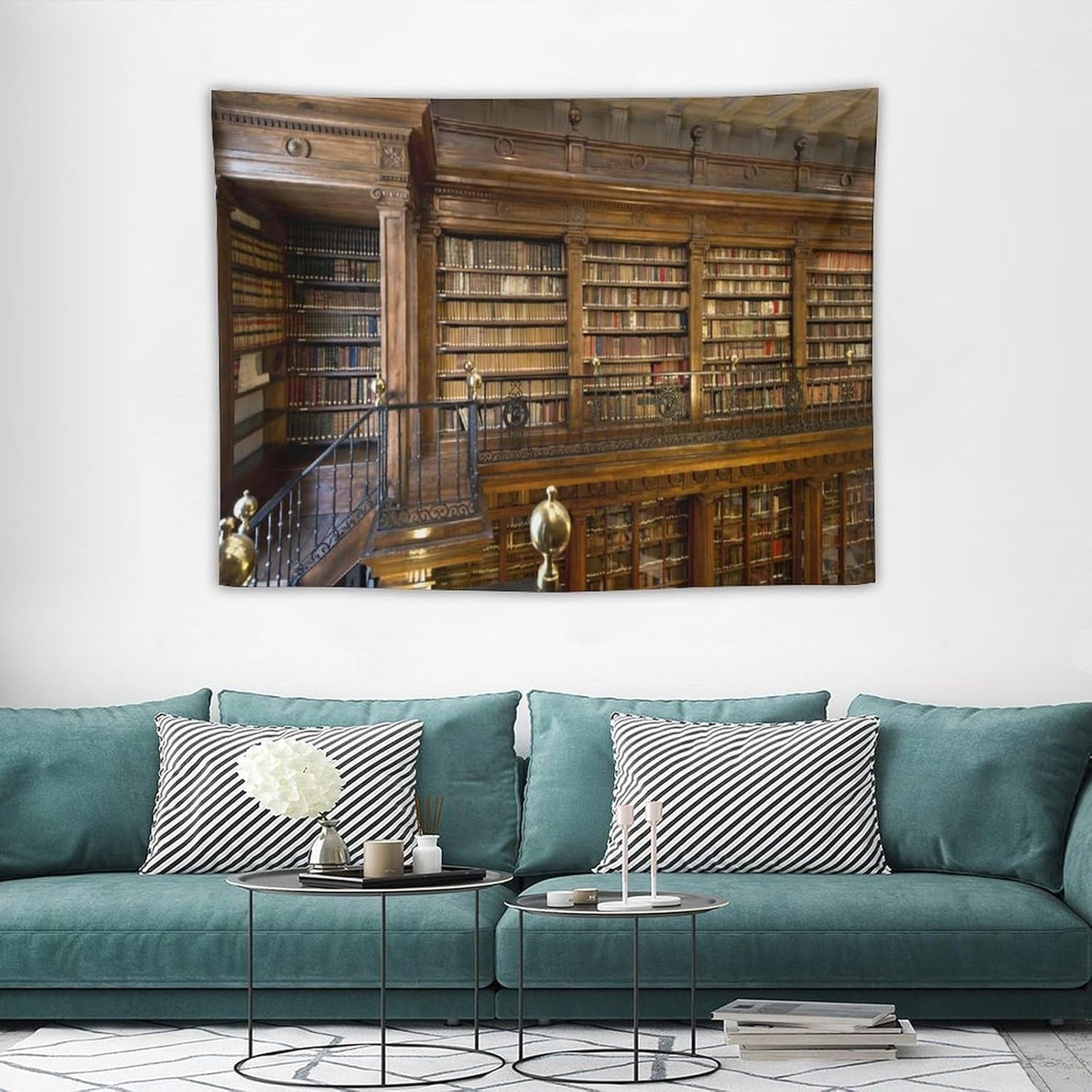 Kurtect Library Tapestry,Vintage Medieval Antique Bookshelf Bookcase Pattern Print Tapestries for Party Beach Picnic Blankets Tablecloths Living Room Wall Deocr, 30x40 in