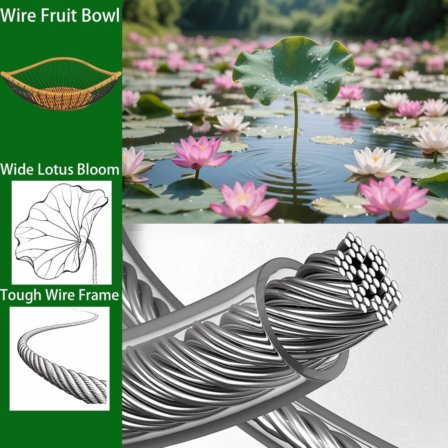 Vine Woven Iron Fruit Bowl, Metal Wire Fruit Basket, Vegetable Drain Basket, Storage Baskets for kitchen counter, countertop,Snacks, Candy, Bread,Cosmetics,Table decorative(13.8 x 4 Inches)