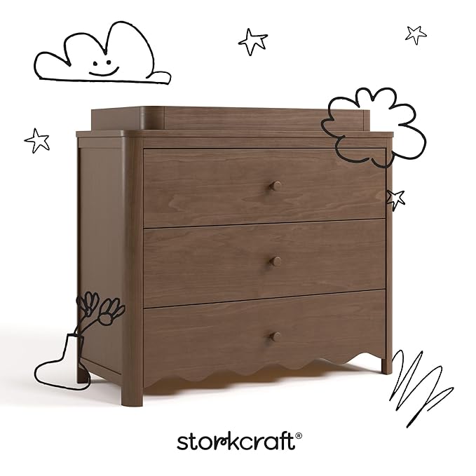 Storkcraft Casablanca 3 Drawer Chest with Removable Changing Topper (Hazelnut) – GREENGUARD Gold Certified Wood Dresser for Baby & Kids, Interlocking Drawer System for Safety