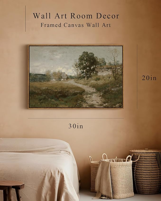 InSimSea Framed Canvas Wall Art Vintage Decor, Vintage Countryside Landscape Farmhouse Decor, Large Wall Art for Living Room Decorations, French Country Home Decor Wall Prints, 20"x30"