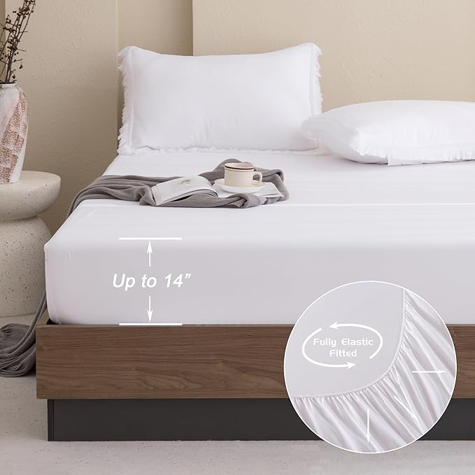 Andency White Comforter Set King Size with Sheets -7 Pieces Boho Tassel Bed in a Bag Soft Lightweight Bedding Sets, All Season Fringe Bed Set with Comforter, Sheets, Pillowcases & Shams