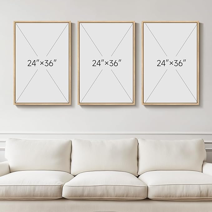 Large Framed Black and White Neutral Abstract Wall Art for Living Room, 3 Piece Canvas Prints Paintings Artwork for Walls, Modern Minimalist Abstract Pictures for Hallway Office Wall Decor 24x36 In