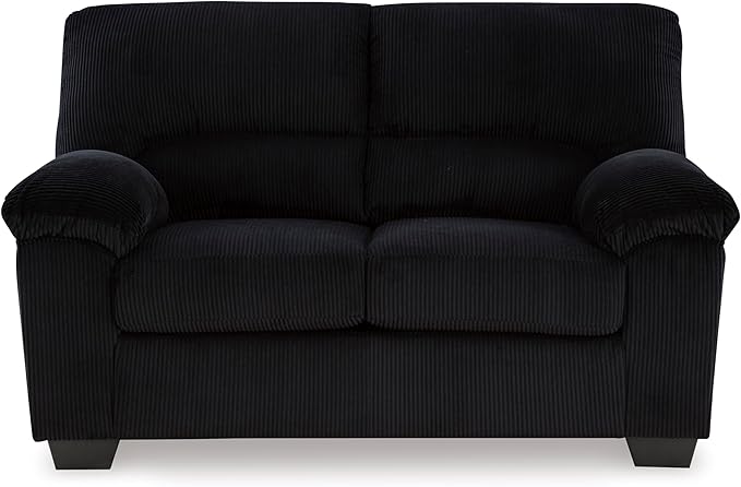 Signature Design by Ashley SimpleJoy Modern Loveseat for Living Room, Black
