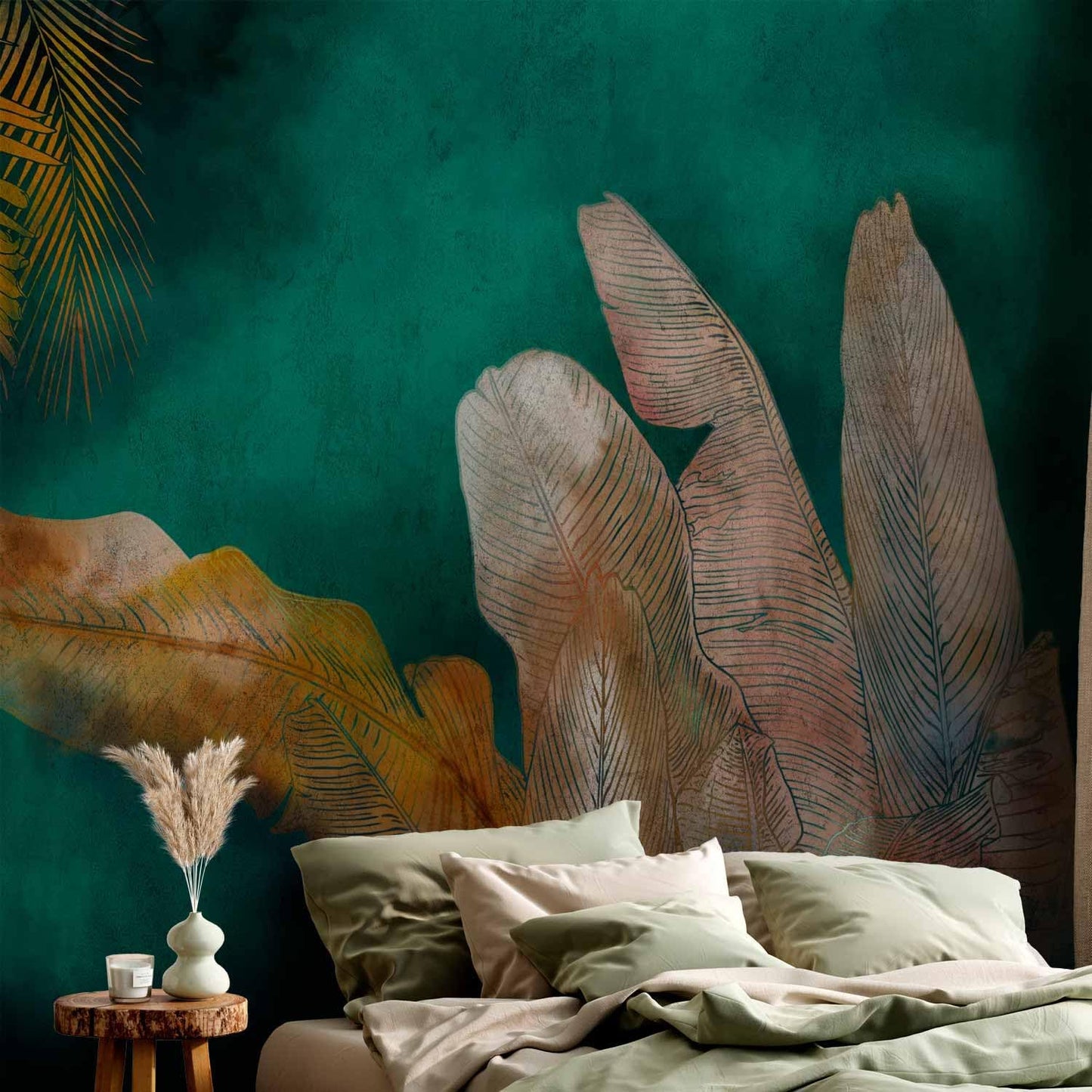 artgeist Wall Mural Jungle 154x110 in - XXL Peel and Stick Self-Adhesive Wallpaper Removable Large Sticker Foil Wall Decor Print Picture Image Design Leaves Green Yellow Nature b-A-0825-a-a