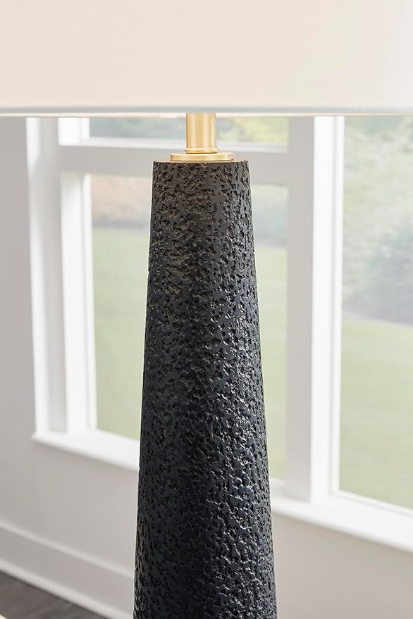 Signature Design by Ashley Hallburg Modern Textured Polyresin Floor Lamp with 3-Way Switch, Black