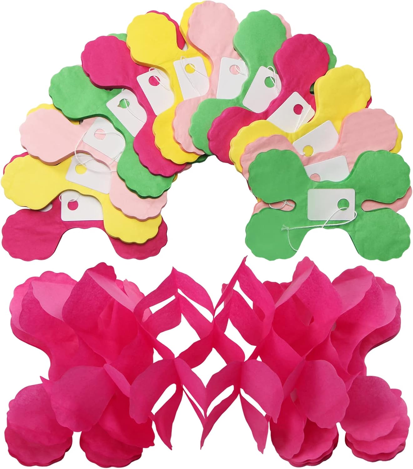 Hawaiian Luau Party-Decorations Streamer Garland - 157Ft Tropical Aloha Theme Supplies Four-Leaf Clover,Rose Red Pink Green Yellow Hanging Banner,Spring Summer Beach Birthday Baby Shower Decor Hugtmr