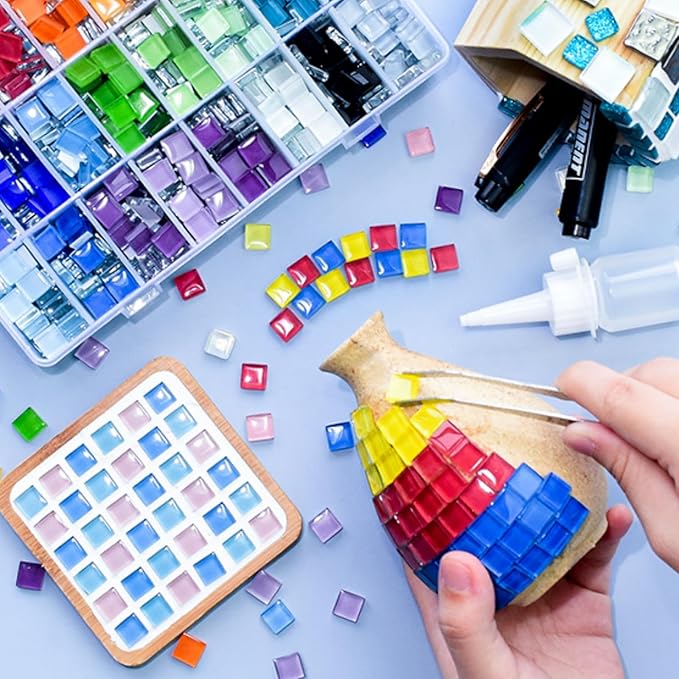 SUNGDOGIN DIY Handmade Decoration Materials Stepping Stone kit, Mosaic Loose Particles Suitable for Coasters, vase Decoration, Family Interactive Party (type2)