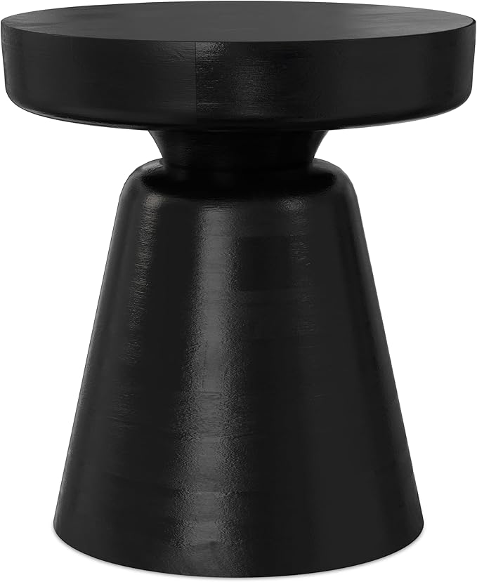 SIMPLIHOME Robbie Accent Table - 16 inch Wide Solid Mango Wood End Table in Black, Boho Contemporary Rustic Side Table for Living Room or Bedroom with Multipurpose Function, Assembled