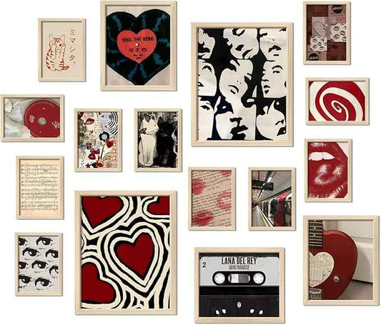 16 PCS Downtown Girl Room Decor, Y2k Wall Art Prints for Bedroom, Coquette Posters for Room Aesthetic, Wall Collage Kit Pictures for Living Room, Vintage Dorm Gallery Home Decor