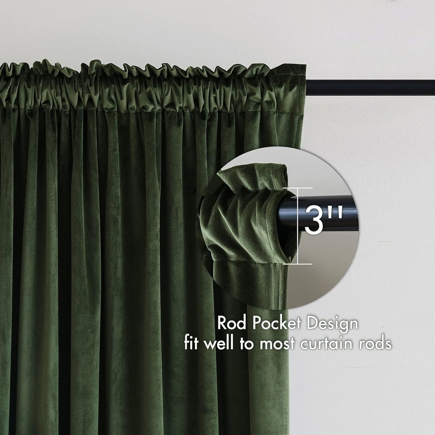 MIULEE Olive Green Velvet Curtains 84 Inches Long, Extra Wide Blackout Drapes for Bedroom Living Room Sliding Door, Thermal Insulated Window Panels, Rod Pocket, Set of 2 W72 x L84