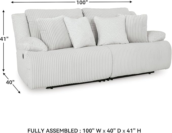 Signature Design by Ashley Top Tier Coastal 2-Piece Reclining Sectional Loveseat with 4 Accent Pillows, Light Gray