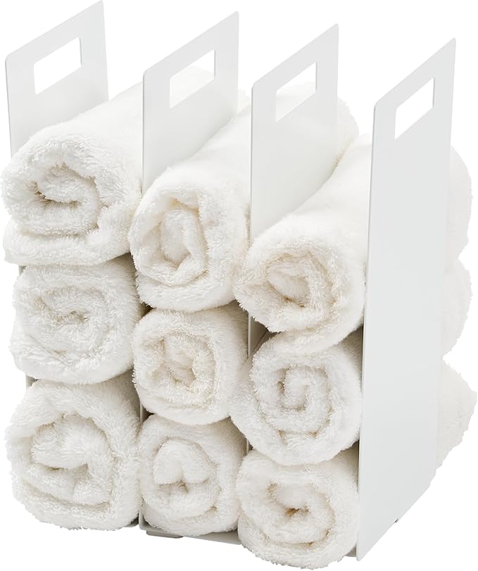 Yamazaki Home Tower Interlocking Towel Organizer - Bathroom Storage Shelf Rack - Steel