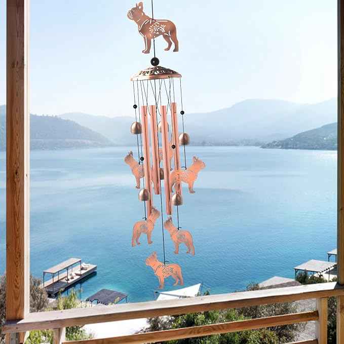 Bulldog for Women,Bulldog Wind Chimes Outdoor,Birthday Gifts for Men/Mom/Grandma Metal WindChimes Outside/Indoors, Lawn, Patio, Garden Decor, Yard Decorations