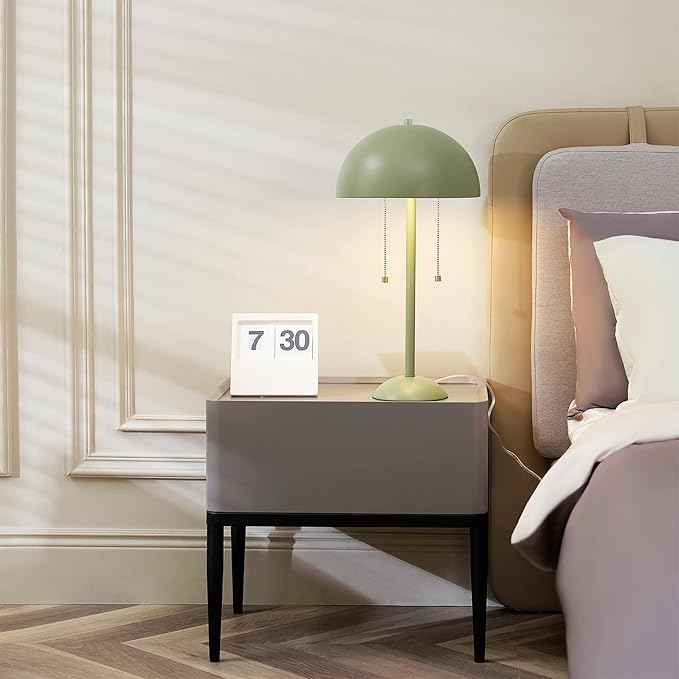 Globe Novogratz x Electric 65850 Haydel 21" 2-Light Table Lamp, Sage Green, Double On/Off Pull Chain
