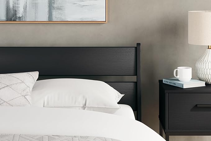 Signature Design by Ashley Socalle Casual Queen Panel Platform Bed, Foundation or Box Spring Not Needed, Black