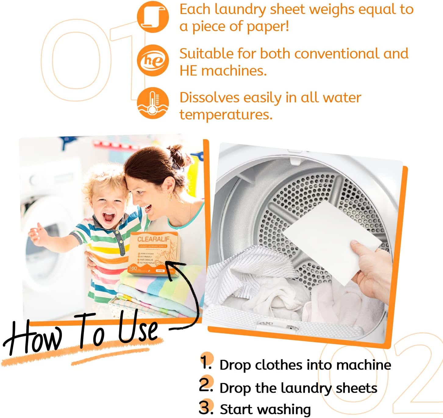 CLEARALIF Laundry Detergent Sheets (320 Loads), Orange,Great For Travel,Apartments, Dorms,CLEARALIF Laundry Detergent Strips Eco Friendly & Hypoallergenic (80 Count, Pack of 2) - Décor Diaries