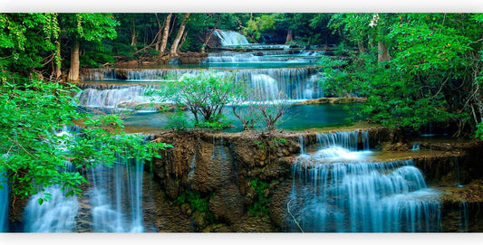 artgeist Premium Wall Mural Waterfall Landscape 216x98 in - Non-Woven Photo Wallpaper Art Print Fleece Wall Mural Decoration Poster Picture Design Forest Nature Tree c-B-10073-a-a