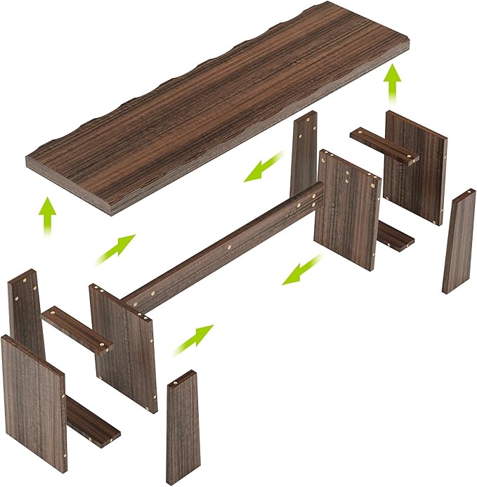 LITTLE TREE 47-Inch Wooden Entryway Bench, Farmhouse Dining Bench with Sturdy Frame for Dining Room, Bedroom, Living Room Hallway Kitchen, Easy Assembly (Mahogany)