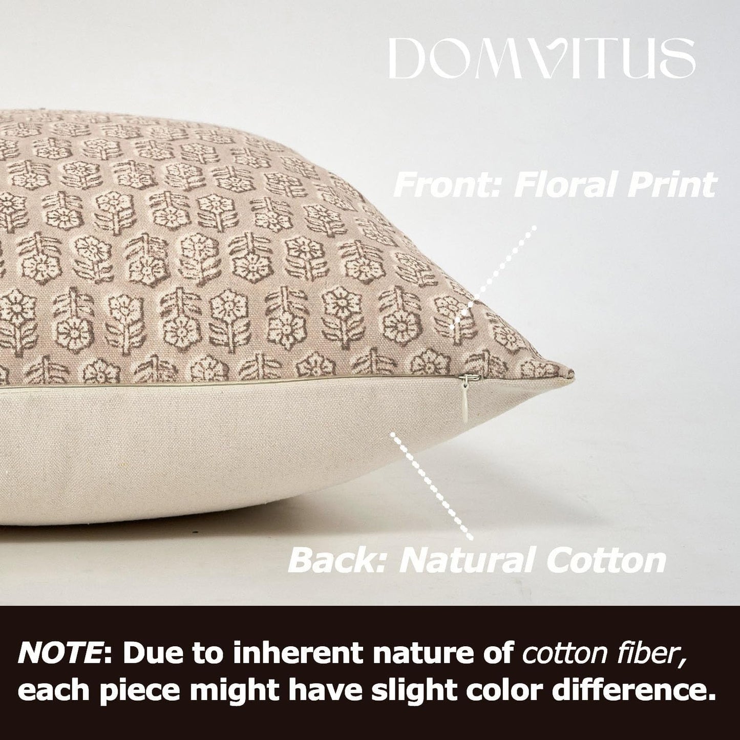 DOMVITUS Floral Pillow Covers Set of 2, Throw Pillow Covers 18x18, Floral Print Neutral Accent Decorative Pillow Covers for Living Room, Bed, Cloud Cream