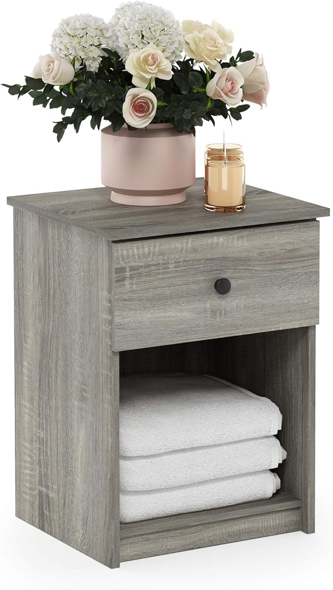 Furinno 219153GYW Lucca Nightstand, 2-Pack, French Oak Grey