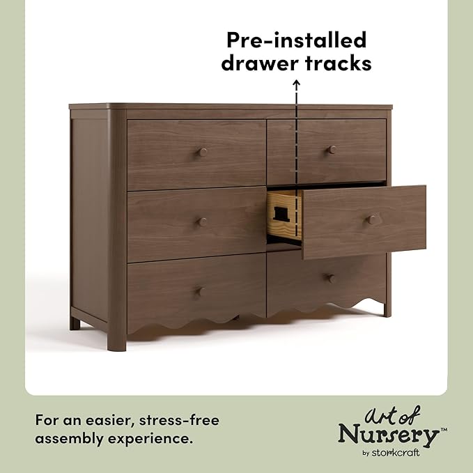 Storkcraft Casablanca 6 Drawer Dresser (Hazelnut) – GREENGUARD Gold Certified, Nursery & Kids' Bedroom with Spacious Storage, Safety Interlocking Drawer System, Easy Assembly with Pre-Installed Tracks