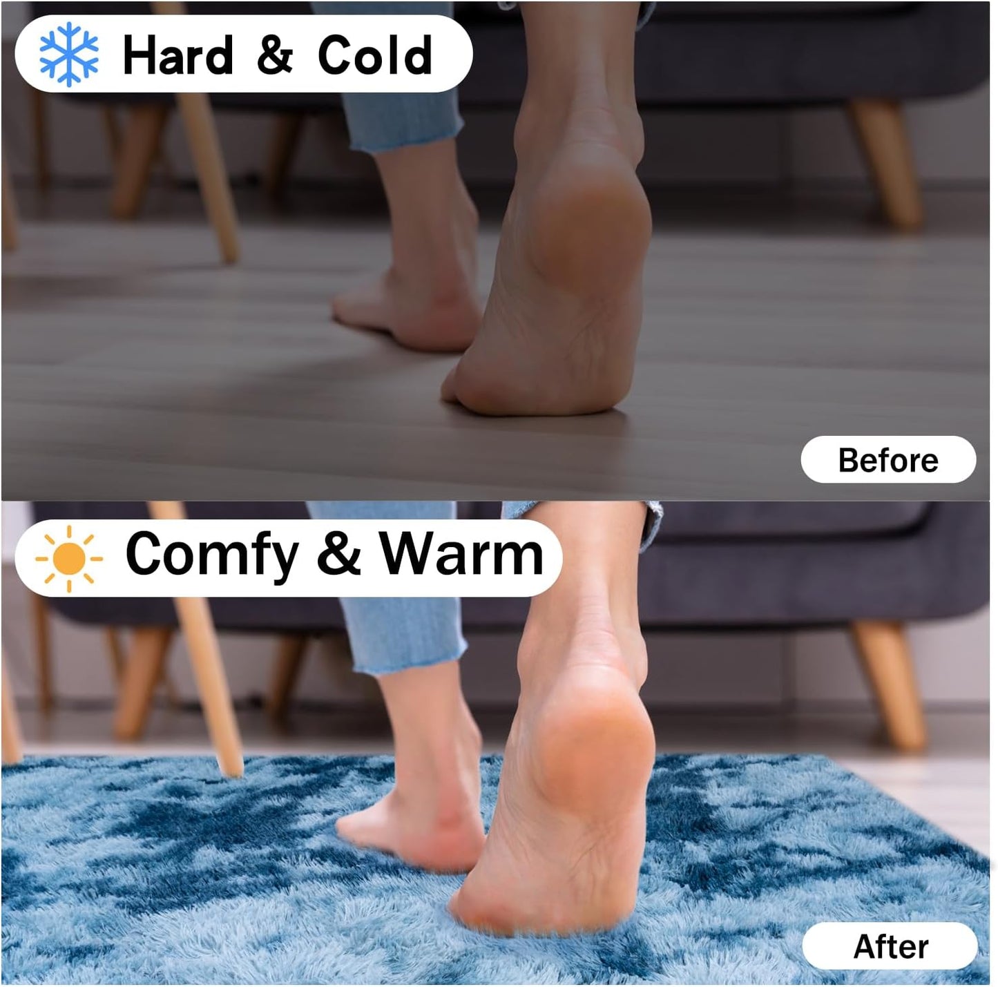 Rezutan Soft Rug for Living Room Bedroom Large Comfy Modern Shaggy Fuzzy for Kids, Plush Indoor Nursery Classroom Home Decor Bedside with Non-Slip Bottom, Peacock Blue, 5X7 Feet