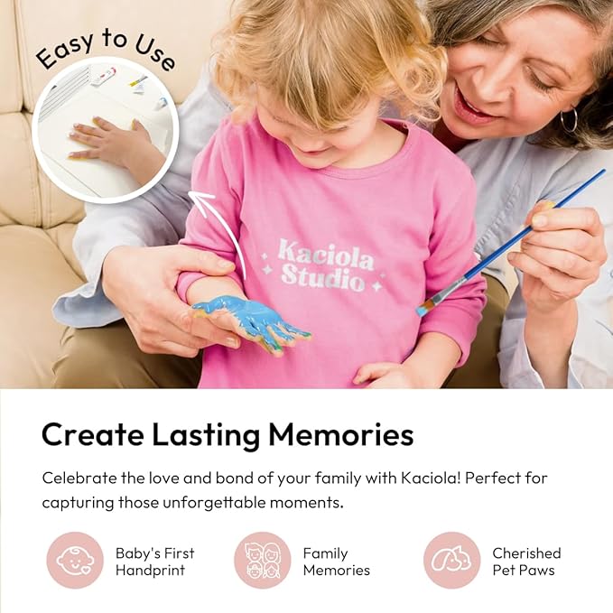 Kaciola Family Handprint Kit, DIY Newborn Keepsake Frame, Baby Hand and Footprint Kit, Unique New Baby Gift for Mothers Day Crafts Anniversary (White)