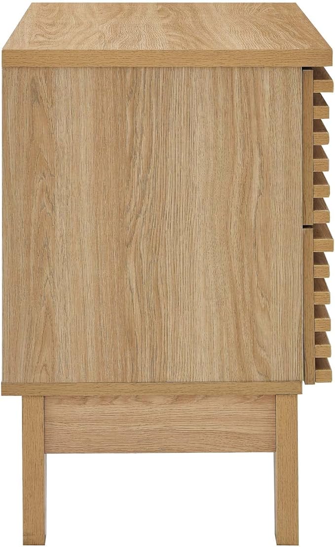 Modway Render Mid-Century Modern, Two-Drawer Nightstand, Oak