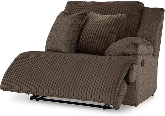 Signature Design by Ashley Top Tier Casual Manual Left-Arm Facing 4-Piece Reclining Sectional with Chaise, Console, Storage, 2 Cup Holders and 4 Accent Pillows, Dark Brown