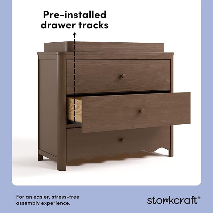 Storkcraft Casablanca 3 Drawer Chest with Removable Changing Topper (Hazelnut) – GREENGUARD Gold Certified Wood Dresser for Baby & Kids, Interlocking Drawer System for Safety
