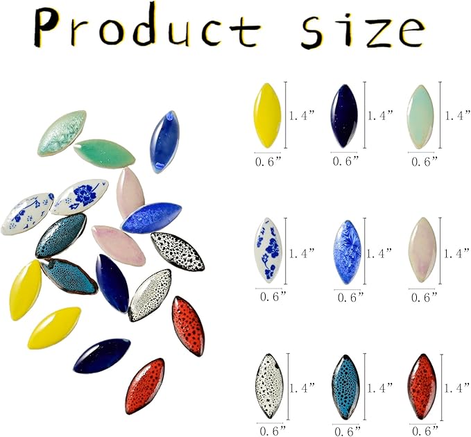 70 Pieces Petal Mosaic Tiles Ceramic Tiles, Bulk Stained Ceramic Pieces Supplies, Flower Leaves Mosaic Ceramics Mosaic Pieces Kit for DIY Crafts Plates Picture Frames Home Decorations - Light Blue