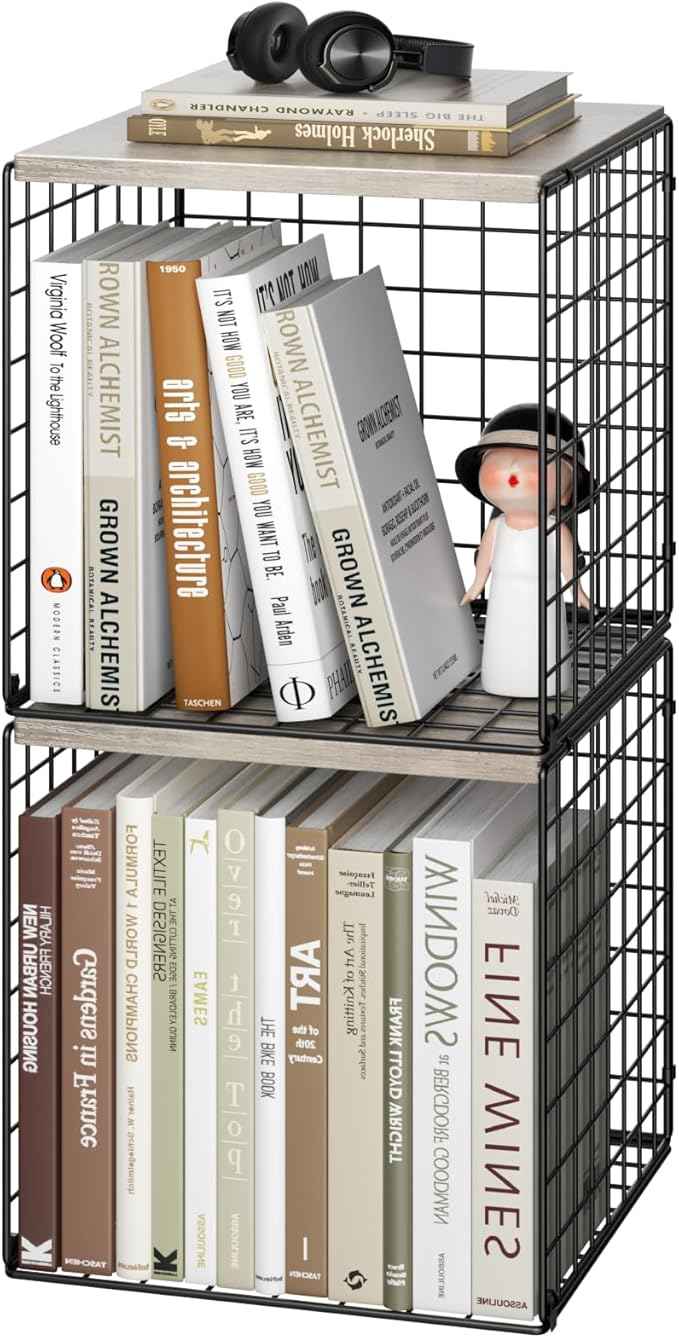 Dmevkic 2 Cube Small Bookcase,Bookshelf for Small Spaces Book Shelf,12.2 x 12.2 x 12, DIY Variable Stackable Cube Storage for Living Room,Office,Bedroom